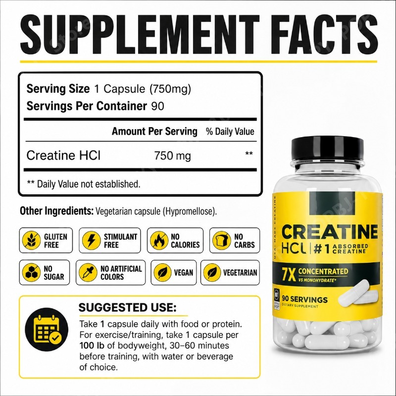 Creatine HCl 750mg 90 Capsules – обзор и цена Fitness With Nutrition